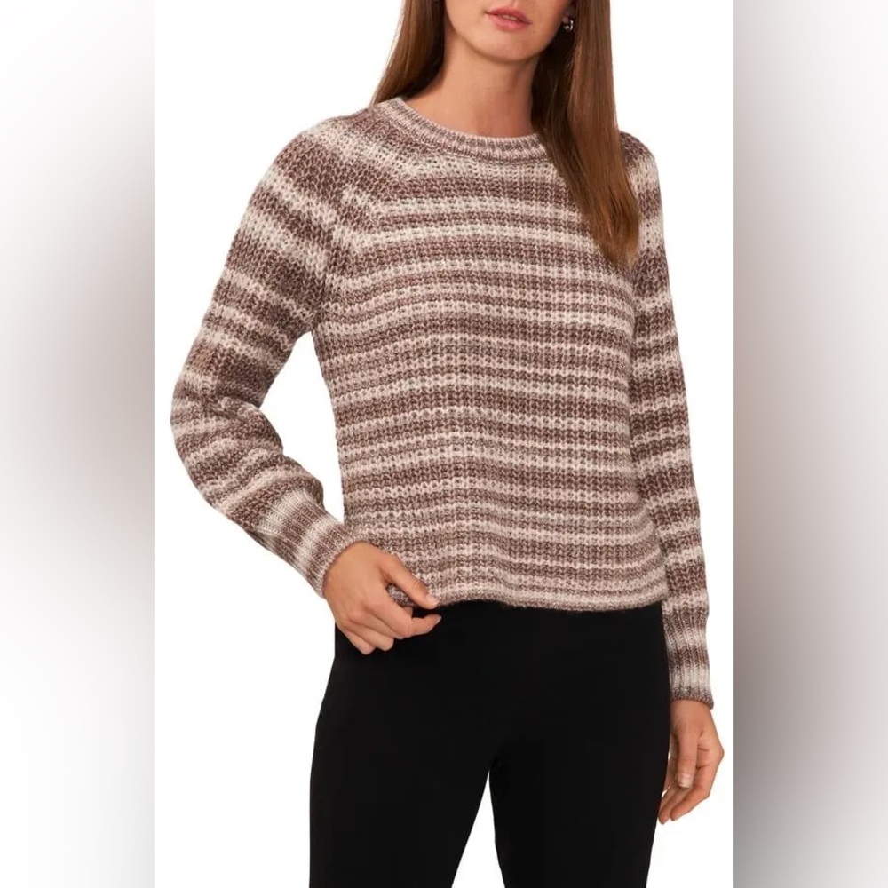 Halogen Metallic/Sparkle Stripe Sweater - Taupe